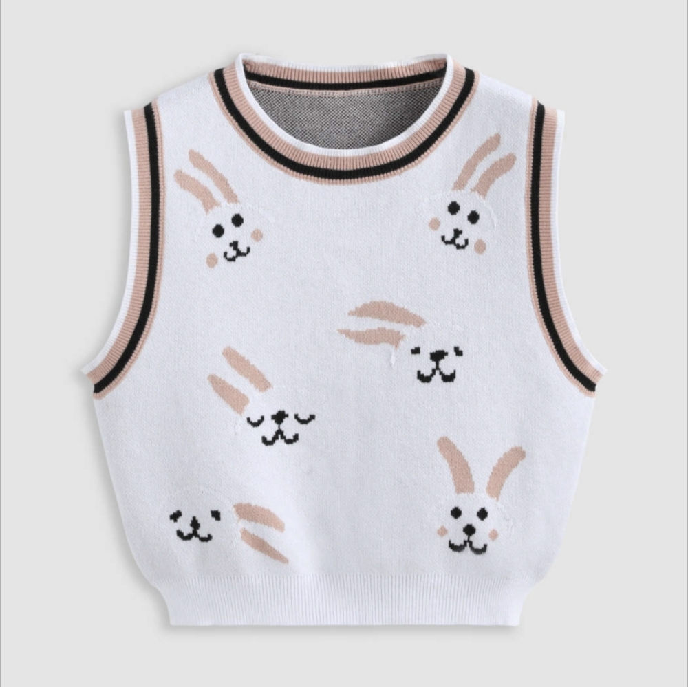 SOLD OUT BNWT Cider Contrasting Rabbit Trim Knot Vest Size L